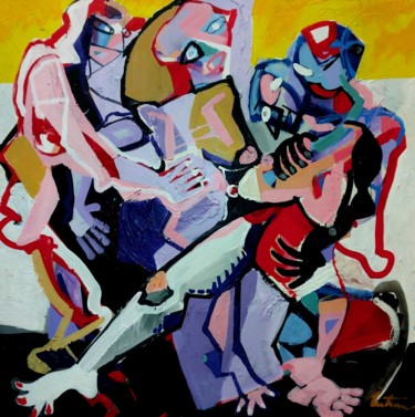Painting titled "Dishonored" by Trajche Chatmov (Chatma), Original Artwork, Acrylic Mounted on Wood Stretcher frame
