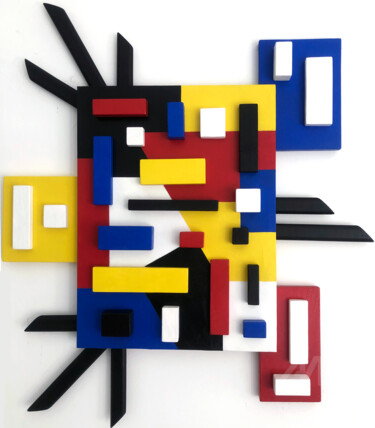 雕塑 标题为“Mondrian 3D - wall…” 由Mimi Eres, 原创艺术品, 丙烯