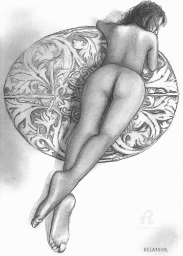 la belle farah dessin de nue Σχέδιο με τίτλο "la belle farah dess…" από Delatour, Αυθεντικά έργα τέχνης, Μολύβι