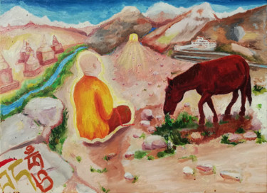 Peinture intitulée "Meditation 2" par Laszlo Hadnagy, Œuvre d'art originale, Huile