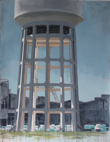Painting titled "Sorgues, le château…" by Marie-Odile Ginies, Original Artwork, Acrylic