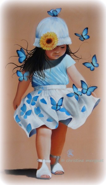 Painting titled ""la belle échappée"" by Christine Mergnat, Original Artwork, Pastel