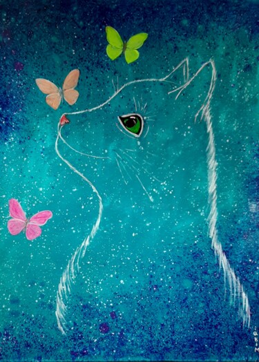 图画 标题为“la chatte  romantiq…” 由Iakim, 原创艺术品, 丙烯 安装在木质担架架上