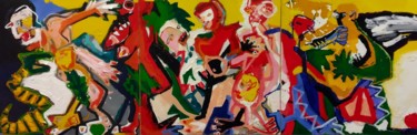Painting titled "The first sin" by Trajche Chatmov (Chatma), Original Artwork, Acrylic Mounted on Wood Stretcher frame