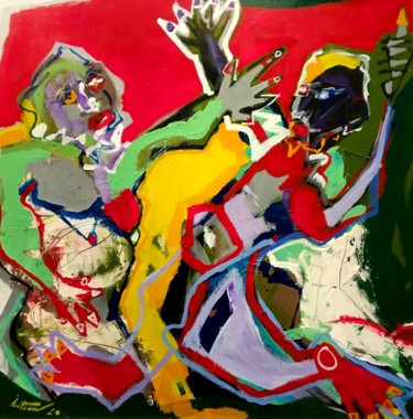Painting titled "I came" by Trajche Chatmov (Chatma), Original Artwork, Acrylic Mounted on Wood Stretcher frame