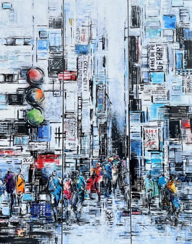 Painting titled "feu vert" by Nathalie Grange, Original Artwork, Acrylic