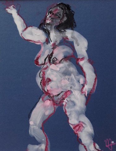 Dessin intitulée "Fond bleu" par Marijo Ponce Fest, Œuvre d'art originale, Pastel