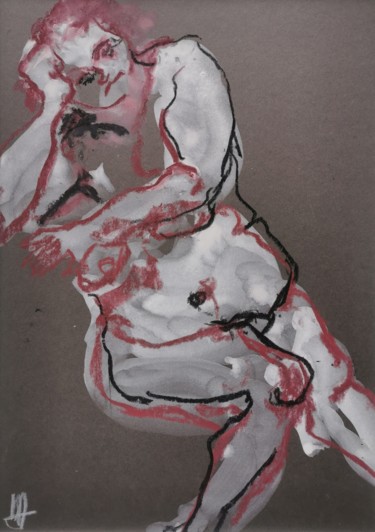 Dessin intitulée "Fond brun - Brown b…" par Marijo Ponce Fest, Œuvre d'art originale, Pastel