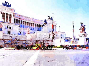 Carrozzelle parcheggiate sotto altare della patria