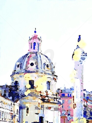 Chiesa con cupola e colonna romana