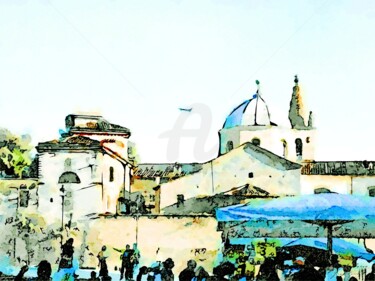 Scorcio  con cupola e campanile