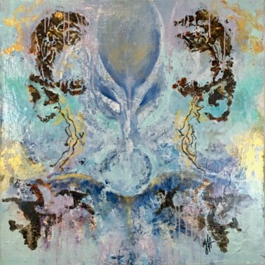 绘画 标题为“Blue abstract Rorsc…” 由Julia Hacker, 原创艺术品, 丙烯 安装在木质担架架上