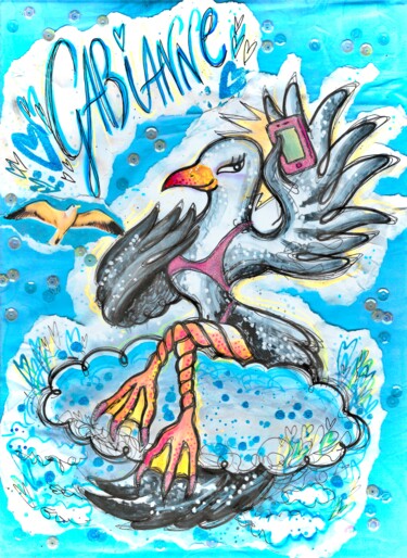 Drawing titled "Gabianne" by Edie Tempier, Original Artwork, Watercolor