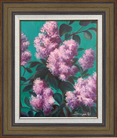 Lilac (28x38cm, oil painting, ready to hang) Painting titled "Lilac (28x38cm, oil…" by Gevorg Sinanyan, Original Artwork, Oil Mounted on Wood Stretcher frame