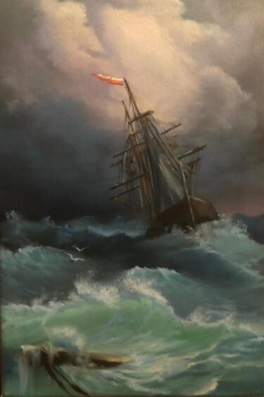 Этюд по мотивам Николая Константиновича Айвазовского Painting titled "Этюд по мотивам Ник…" by Tatiana Rykova (Rosa), Original Artwork, Oil