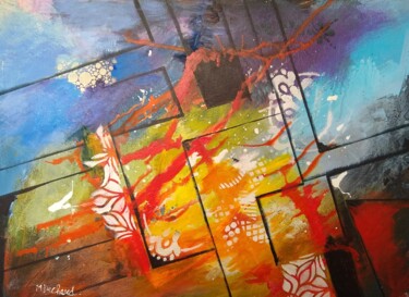 Painting titled "La flamme" by Michelle Dechaud, Original Artwork, Acrylic