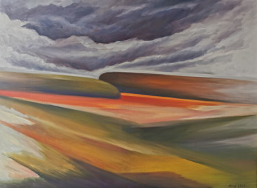 Peinture intitulée ""Champ du paysage..…" par Raphaël Roux, Œuvre d'art originale, Huile
