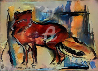 数字艺术 标题为“Red Fox” 由Sobreira Airton, 原创艺术品, 数字油画