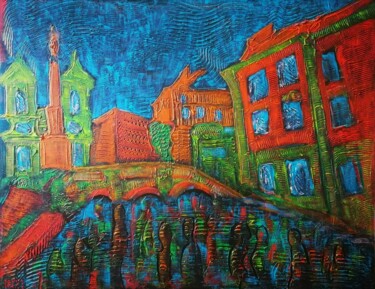 Peinture intitulée "Rome. Place d'Espag…" par Michael Jiliak, Œuvre d'art originale, Acrylique