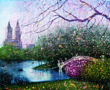 New York - central Park Peinture intitulée "New York - central…" par Elika Dessapt, Œuvre d'art originale, Acrylique