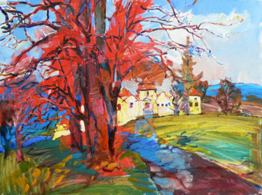 Spring landscape, trees 绘画 标题为“Spring landscape, t…” 由Андрей Куцаченко, 原创艺术品, 油 安装在木质担架架上
