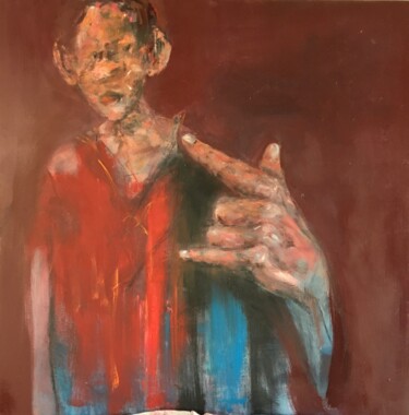 Peinture intitulée "tu me cherches!" par Laurence Pustoc'H, Œuvre d'art originale, Huile Monté sur Châssis en bois