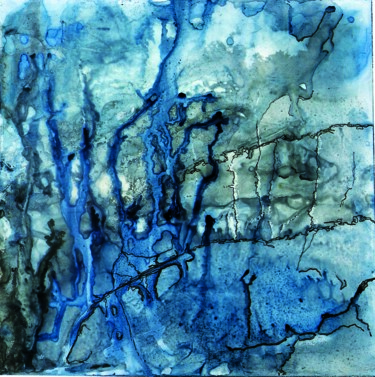 Dessin intitulée "Au fil de l'eau" par Catherine Gajac, Œuvre d'art originale, Encre
