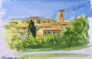 Village de Plascassier, French Riviera, Provence. 绘画 标题为“Village de Plascass…” 由Alain Crousse (ACWATERCOLORS), 原创艺术品, 水彩