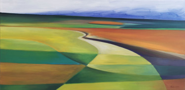 Peinture intitulée "Champs et chemin qu…" par Raphaël Roux, Œuvre d'art originale, Huile