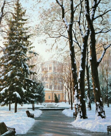 Вид на башню дворцово-паркового ансамбля.(г.Гомель) Painting titled "Вид на башню дворцо…" by Andrei Filimontsev, Original Artwork, Oil