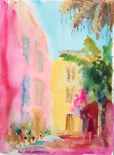 Ruelle, Provence Peinture intitulée "Ruelle, Provence" par Michel Charrier, Œuvre d'art originale, Aquarelle