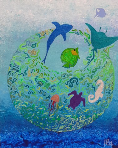 绘画 标题为“Envol de poissons” 由Plm, 原创艺术品, 丙烯