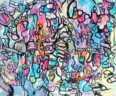 107. FOX Painting titled "107. FOX" by Veera Zukova, Original Artwork, Acrylic Mounted on Wood Stretcher frame