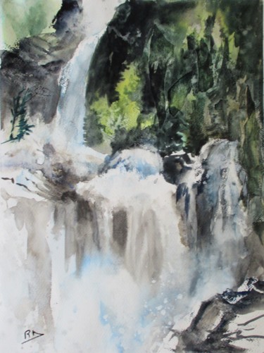 Peinture intitulée "Cascade d'Ars" par Navema, Œuvre d'art originale, Collages