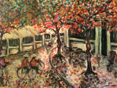 Painting titled "Saigon" by Jean-Pierre Loubinoux, Original Artwork, Acrylic Mounted on Wood Stretcher frame