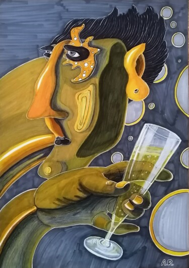 图画 标题为“Bubbles” 由Anna Reshetnikova, 原创艺术品, 标记
