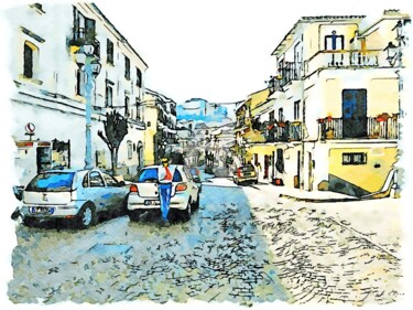 Scorcio di strada con automobili parcheggiate
