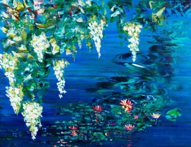 Nymphéas 89 Peinture intitulée "Nymphéas 89" par Joelle Kem Lika, Œuvre d'art originale, Acrylique Monté sur Châssis en bois