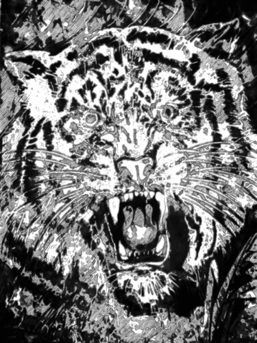 Peinture intitulée "Eyes of tiger" par Pascal Jung, Œuvre d'art originale, Huile