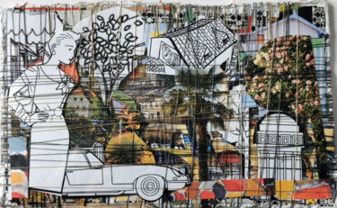 Une escale sur la Riviera Collages titled "Une escale sur la R…" by Muriel Cayet, Original Artwork, Collages Mounted on Cardboard