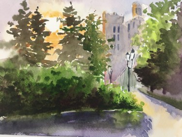 Painting titled "Morning" by Marina Babintseva, Original Artwork, Watercolor