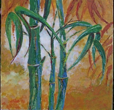 Peinture intitulée "...bambou: entre oc…" par Anne-Frédérique Ferret, Œuvre d'art originale, Huile