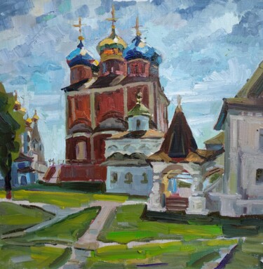 Painting titled "Рязанский Кремль ма…" by Nina Silaeva, Original Artwork, Oil Mounted on Wood Stretcher frame