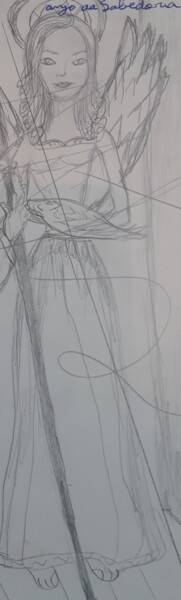 Disegno intitolato "Anjo da sabedoria" da Mariza Tomaz  Soares, Opera d'arte originale, Grafite