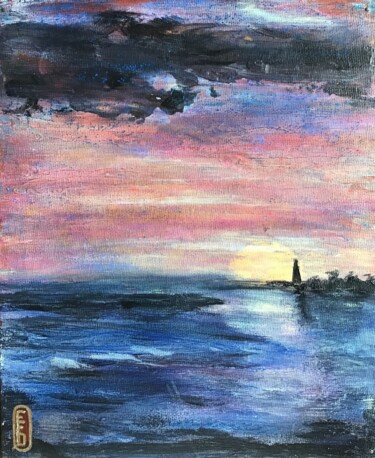 Painting titled "Douce nuit" by Elisabeth Fabre Derulliere, Original Artwork, Acrylic