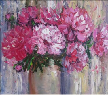 Peinture intitulée "Expression Peonies" par Svitlana Klymenko, Œuvre d'art originale, Huile