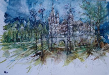 "Château roumain" başlıklı Tablo Emilian Alexianu tarafından, Orijinal sanat, Suluboya