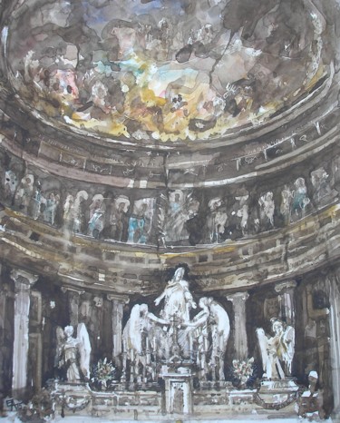 绘画 标题为“La maison de Dieu” 由Emilian Alexianu, 原创艺术品, 水彩