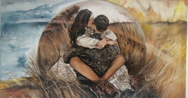 绘画 标题为“Hug” 由Hela Ellouze, 原创艺术品, 丙烯