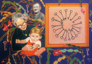 Painting titled "N° 1164  Fin de sér…" by R. Cavalié, Original Artwork, Oil Mounted on Wood Stretcher frame